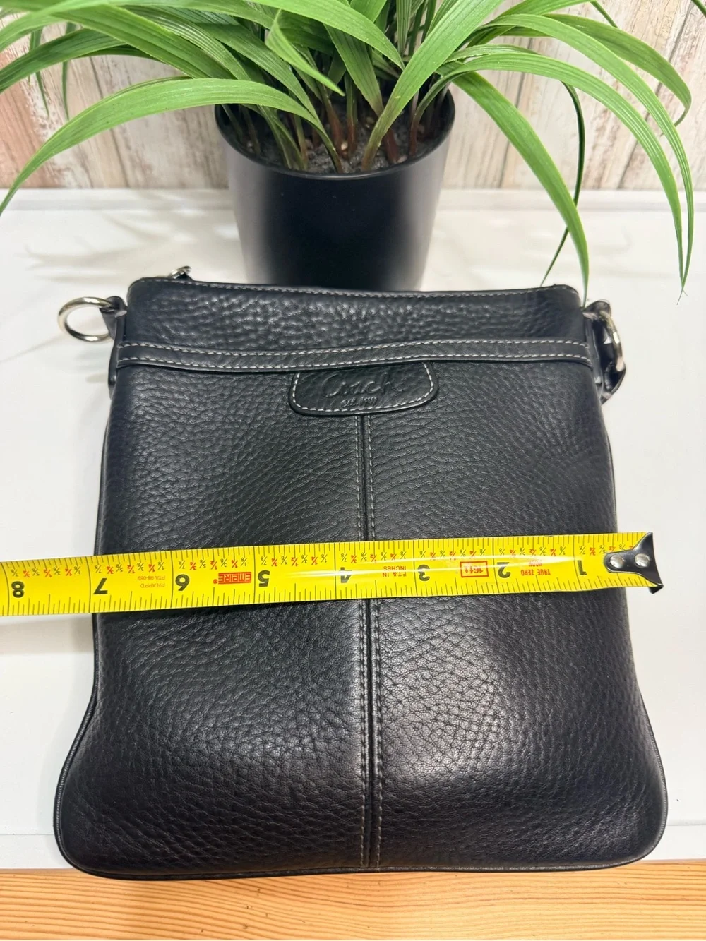 Coach Black Pebble Grain Leather Crossbody Bag Purse Adjustable Strap Read - Picture 7 of 7
